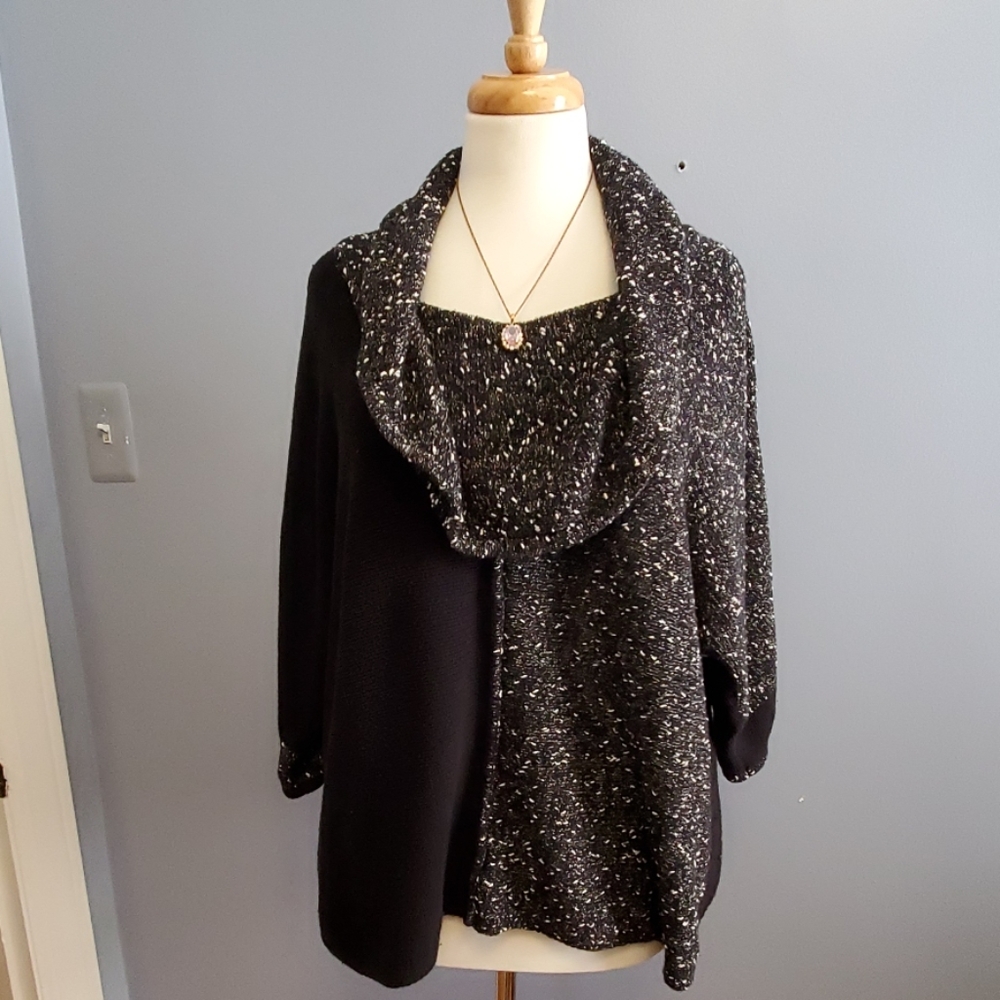 Black & White Cowl Neck Sweater
